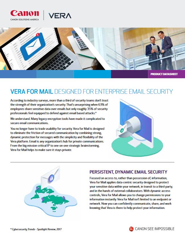 Vera brochure, canon, Stuart Business Systems