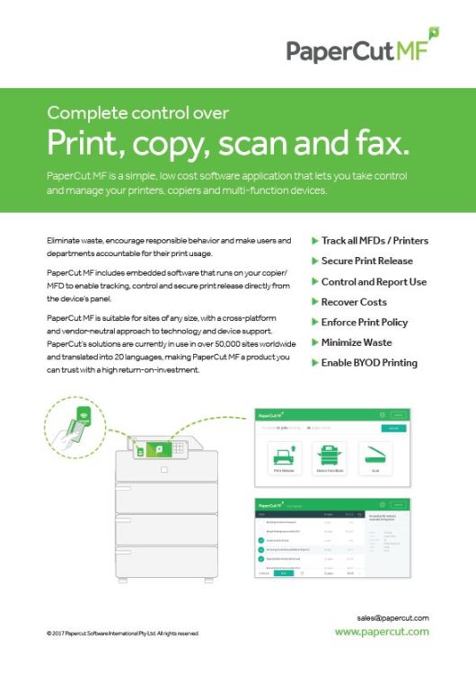 Papercut, Mf, Fact Sheet, Stuart Business Systems